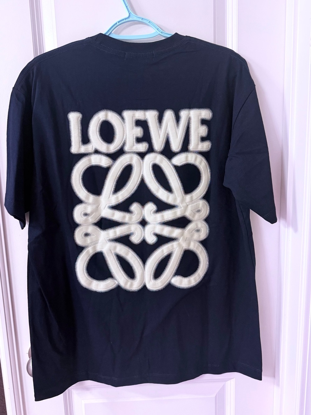 Loewe Black and Navy T‑Shirt with White Logo Motif